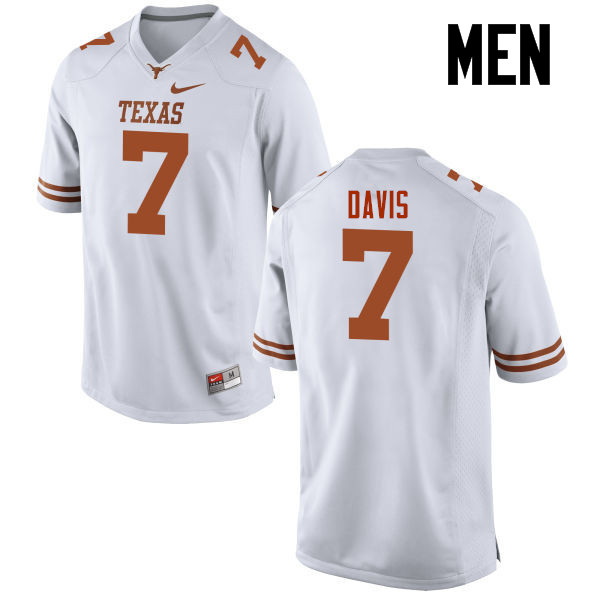 Men #7 Antwuan Davis Texas Longhorns College Football Jerseys-White